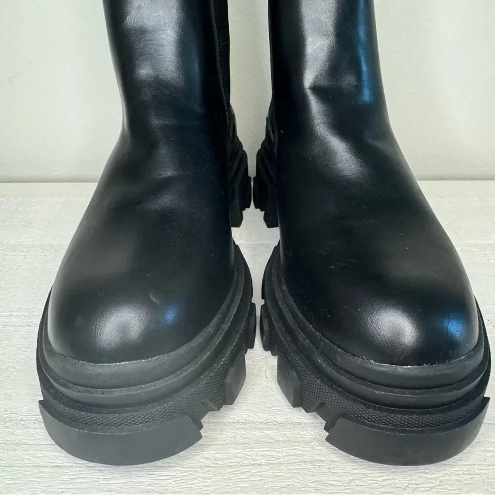 DREAM PAIRS Block Chelsea Platform Ankle Booties Black Womens Boots Size 9 - Picture 4 of 9